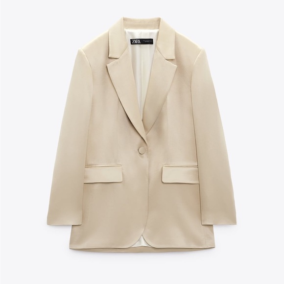 NWT ZARA satin effect metallic blazer and skirt set size Small - Picture 2 of 7